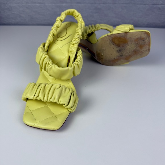 Sam Edelman‎ Marlena Canary Yellow Ruched Square Toe Slingback Heels Sandals 8M - Picture 8 of 10